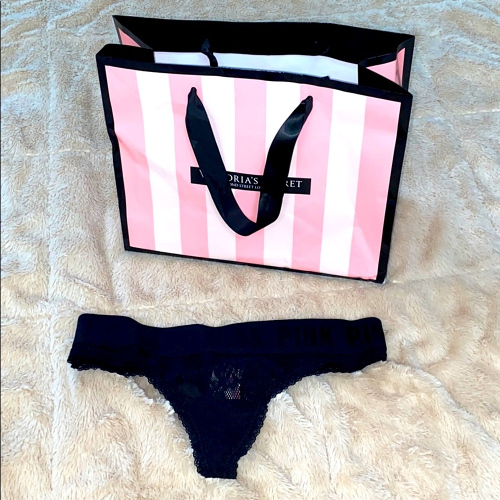 Brand new Victoria’s Secret PINK black lace thong